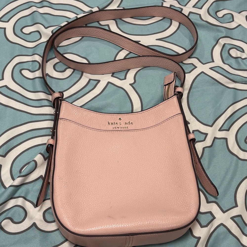 kate spade Blush Pink Pebbled Leather Crossbody Saddle Bag